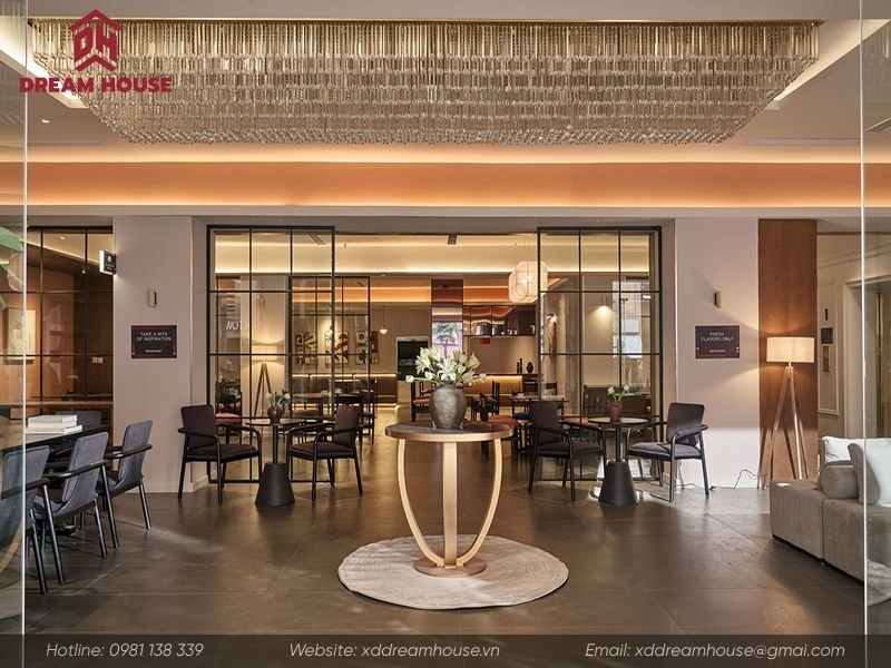 Hình ảnh sau cải tạo sảnh khách sạn tại M Village 54 Thợ Nhuộm